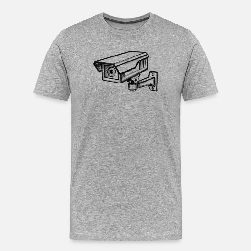 Security Camera Security - Illusionration - Men's Premium Organic T-Shirt - heather grey