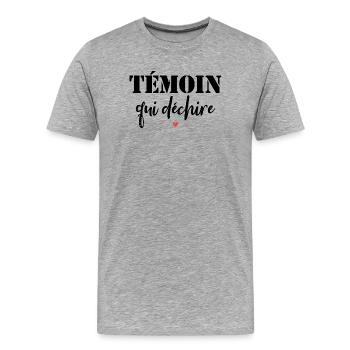 Témoin Qui Déchire - T-shirt bio Premium Homme - gris chiné - Devant - Damien (186cm)