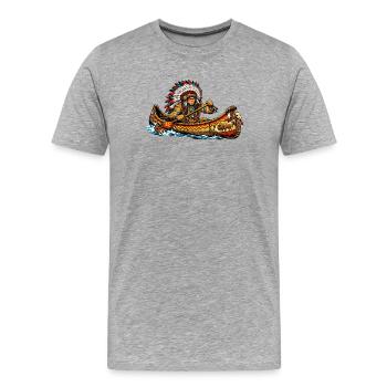 Les Indiens en canoë - T-shirt bio Premium Homme - gris chiné - Devant - Damien (186cm)