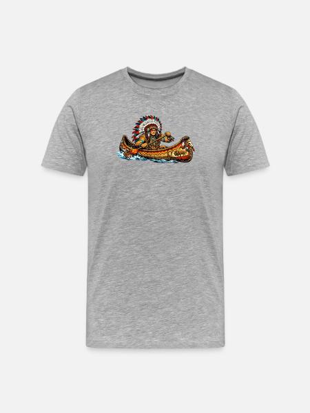 Indians in canoe - Men's Premium Organic T-Shirt - heather grey