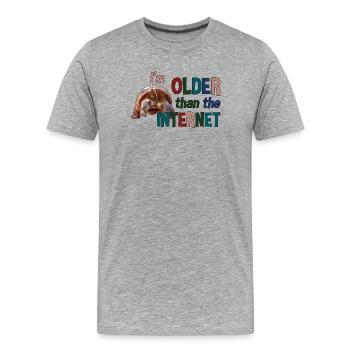 Je suis plus âgé qu’Internet - Tortue - T-shirt bio Premium Homme - gris chiné - Devant - Damien (186cm)