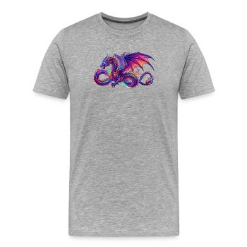 Dragon en couleur - T-shirt bio Premium Homme - gris chiné - Devant - Damien (186cm)