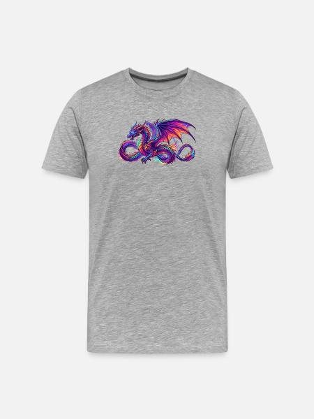 Dragon en couleur - T-shirt bio Premium Homme - gris chiné