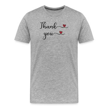 Merci au cadeau de la typographie du cœur - T-shirt bio Premium Homme - gris chiné - Devant - Damien (186cm)
