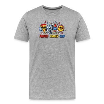 Pizza au fromage, amateur de bière, voyage de vacances, musique - T-shirt bio Premium Homme - gris chiné - Devant - Damien (186cm)