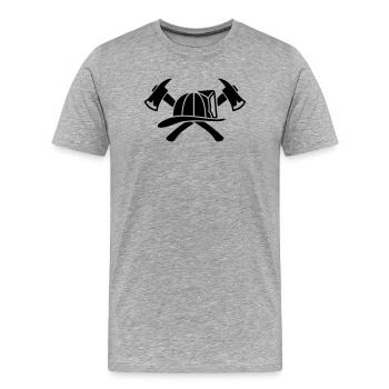 Firefighter Helmet Aexte Silhouette - Men's Premium Organic T-Shirt - heather grey - Front - Damien (186cm)
