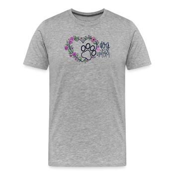 Flower Heart Dog Mom - Men's Premium Organic T-Shirt - heather grey - Front - Damien (186cm)
