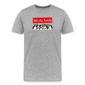 Pinguin Familie - Wir sind Familie - Männer Premium Bio T-Shirt - Grau meliert - Vorne - Damien (186cm)
