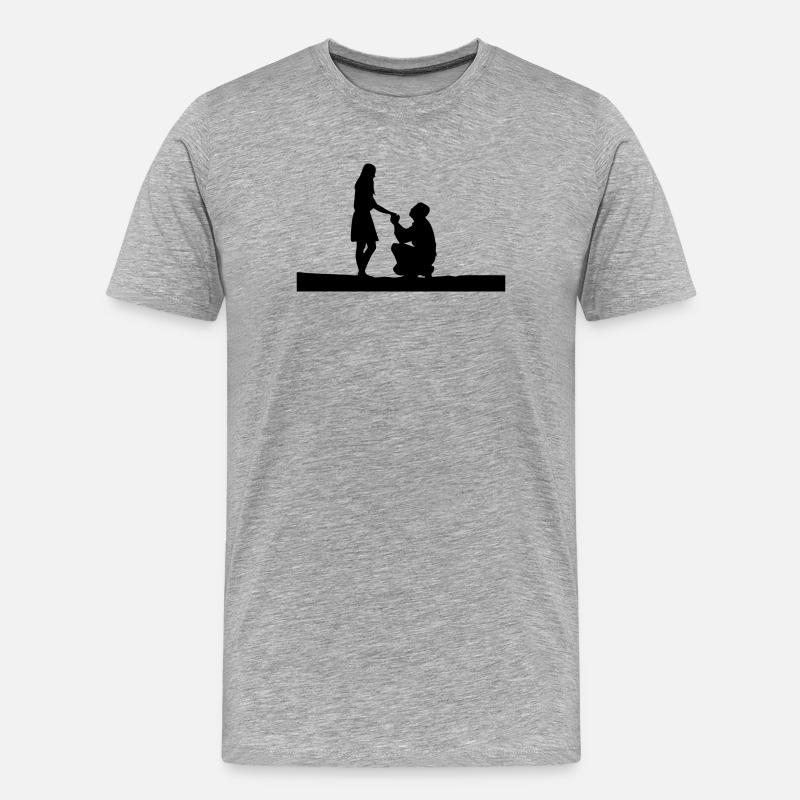 marry me - Männer Premium Bio T-Shirt - Grau meliert