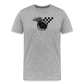 Tire Racing Flag Symbol Wheel Finish Wings Race - Men's Premium Organic T-Shirt - heather grey - Front - Damien (186cm)