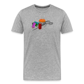 Tailor motif with scissors - Men's Premium Organic T-Shirt - heather grey - Front - Damien (186cm)
