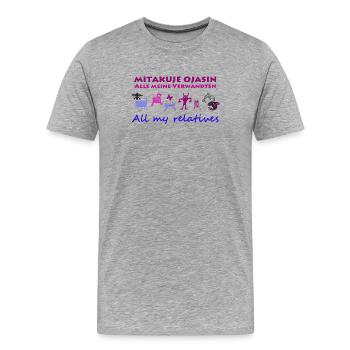 alle meine verwandten tiere indianer - Männer Premium Bio T-Shirt - Grau meliert - Vorne - Damien (186cm)