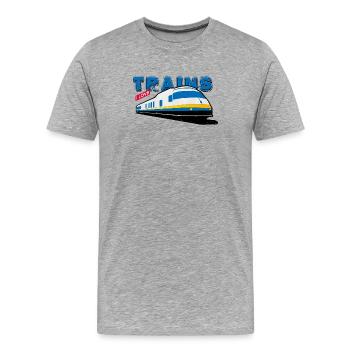 i love trains - Men's Premium Organic T-Shirt - heather grey - Front - Damien (186cm)