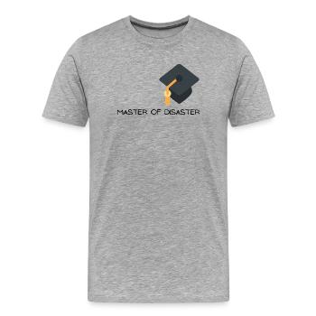 Maître du désastre avec chapeau de graduation - T-shirt bio Premium Homme - gris chiné - Devant - Damien (186cm)