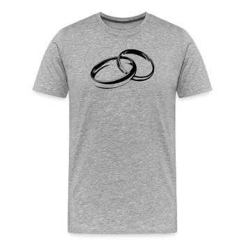Alliances Bagues de mariage Bagues de mariage - T-shirt bio Premium Homme - gris chiné - Devant - Damien (186cm)