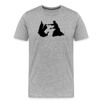 Lancer d’Aïkido - T-shirt bio Premium Homme - gris chiné - Devant - Damien (186cm)