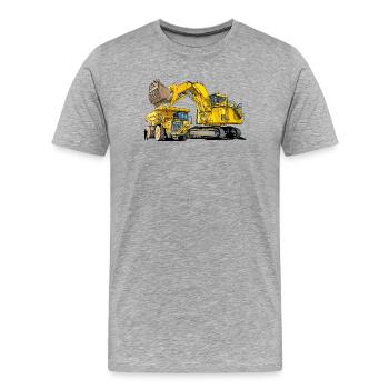 Monster Bagger mit Lastwagen - Männer Premium Bio T-Shirt - Grau meliert - Vorne - Damien (186cm)