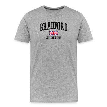 Bradford Flaggen-Shirt – UK Stadtmotiv - Männer Premium Bio T-Shirt - Grau meliert - Vorne - Damien (186cm)