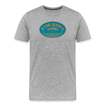 Long Beach California Retro Strandmotiv - Männer Premium Bio T-Shirt - Grau meliert - Vorne - Damien (186cm)