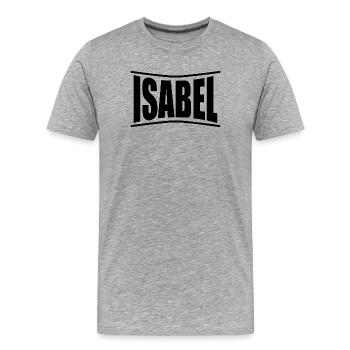 T-Shirt Isabel T-Shirt Geschenkidee - Männer Premium Bio T-Shirt - Grau meliert - Vorne - Damien (186cm)