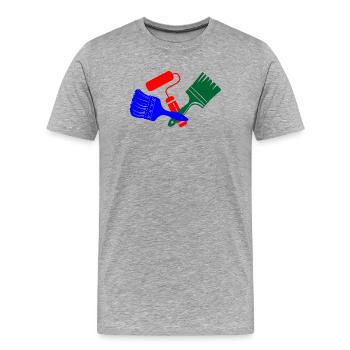 Paint brushes and paint roller in blue red green logo - Men's Premium Organic T-Shirt - heather grey - Front - Damien (186cm)