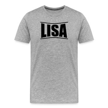 nom t-shirt Lisa t-shirt idée cadeau - T-shirt bio Premium Homme - gris chiné - Devant - Damien (186cm)
