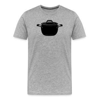 Suppe oder Pfanne - Männer Premium Bio T-Shirt - Grau meliert - Vorne - Damien (186cm)