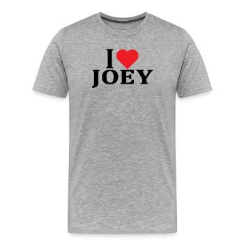Name T-Shirt I love Joey T-Shirt Geschenkidee - Männer Premium Bio T-Shirt - Grau meliert - Vorne - Damien (186cm)