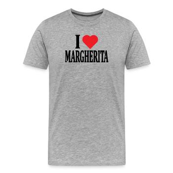 Namens-T-Shirt Ich liebe Margherita T-Shirt - Männer Premium Bio T-Shirt - Grau meliert - Vorne - Damien (186cm)