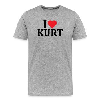 T-Shirt-Name Ich liebe Kurt T-Shirt Geschenkidee - Männer Premium Bio T-Shirt - Grau meliert - Vorne - Damien (186cm)