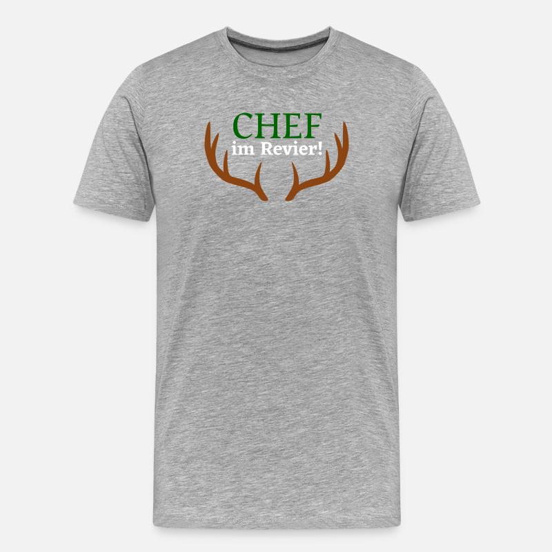 Chef im Revier - Männer Premium Bio T-Shirt - Grau meliert