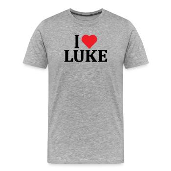 T-Shirt I love Luke T-Shirt Geschenkidee - Männer Premium Bio T-Shirt - Grau meliert - Vorne - Damien (186cm)