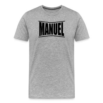 Idée cadeau t-shirt t-shirt manuel - T-shirt bio Premium Homme - gris chiné - Devant - Damien (186cm)