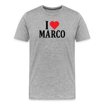 t-shirt j’aime Marco t-shirt idée cadeau - T-shirt bio Premium Homme - gris chiné - Devant - Damien (186cm)