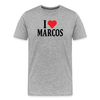 t-shirt J’aime Marcos t-shirt idée cadeau - T-shirt bio Premium Homme - gris chiné - Devant - Damien (186cm)