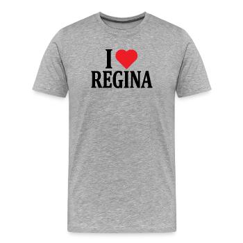 t-shirt j’aime Regina t-shirt idée cadeau - T-shirt bio Premium Homme - gris chiné - Devant - Damien (186cm)