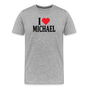 t-shirt j’aime Michael t-shirt idée cadeau - T-shirt bio Premium Homme - gris chiné - Devant - Damien (186cm)