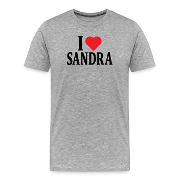 J’aime Sandra T-Shirt idée cadeau - T-shirt bio Premium Homme - gris chiné - Devant - Damien (186cm)
