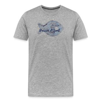 FISCH. APRILSCHERZ - Männer Premium Bio T-Shirt - Grau meliert - Vorne - Damien (186cm)