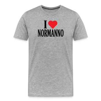 t-shirt j’aime Norman t-shirt idée cadeau - T-shirt bio Premium Homme - gris chiné - Devant - Damien (186cm)
