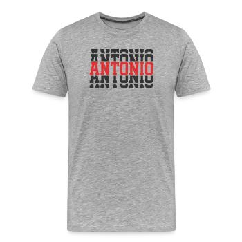 Idée cadeau t-shirt Antonio texte empilé - T-shirt bio Premium Homme - gris chiné - Devant - Damien (186cm)
