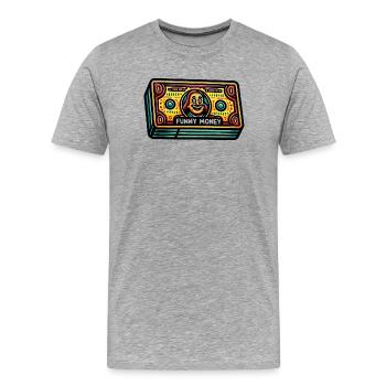 Lebendige Geldscheinkunst im Neonstil - Männer Premium Bio T-Shirt - Grau meliert - Vorne - Damien (186cm)