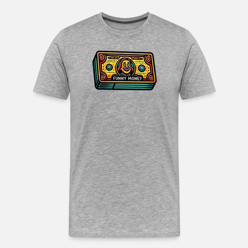 Lebendige Geldscheinkunst im Neonstil - Männer Premium Bio T-Shirt - Grau meliert