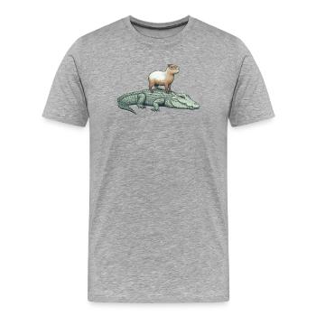 Capy & Croc Dream Team - Men's Premium Organic T-Shirt - heather grey - Front - Damien (186cm)