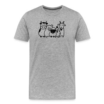 Animaux de la ferme - Dessin animé de ferme drôle - T-shirt bio Premium Homme - gris chiné - Devant - Damien (186cm)