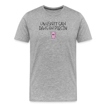 Schwein Ferkel Schwein Niedlicher Humor Lustige Phrase - Männer Premium Bio T-Shirt - Grau meliert - Vorne - Damien (186cm)