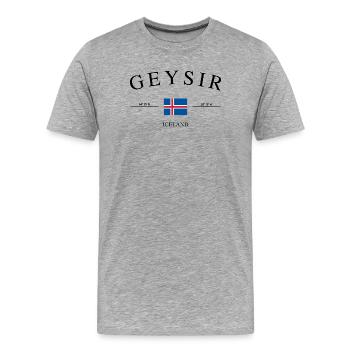 Geyser Island – Souvenir et cadeau des Fêtes - T-shirt bio Premium Homme - gris chiné - Devant - Damien (186cm)