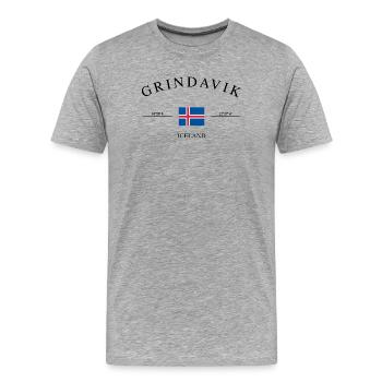 Île de Grindavík – Souvenir et cadeau de Noël - T-shirt bio Premium Homme - gris chiné - Devant - Damien (186cm)