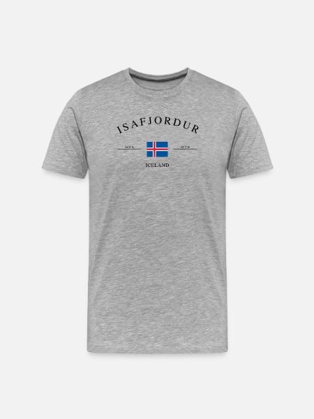 Ísafjörður Iceland – Holiday Souvenir & Gift - Men's Premium Organic T-Shirt - heather grey