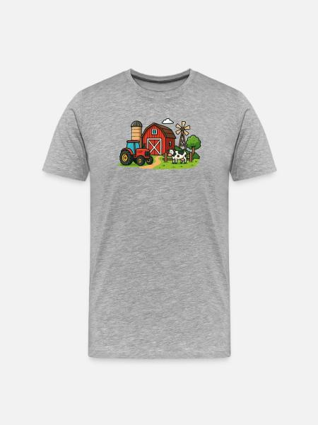 Rural Farm Scenery - Men's Premium Organic T-Shirt - heather grey